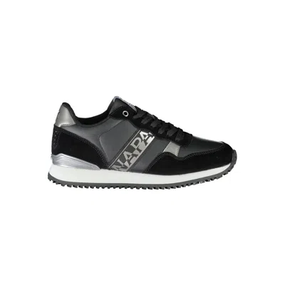 Shop Napapijri Chic Black Lace-up Sneakers With Contrast Detail