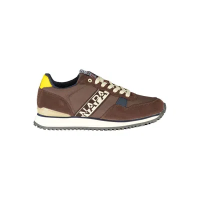 Shop Napapijri Chic Brown Lace-up Sneakers With Contrast Detail
