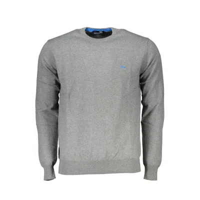Shop Harmont & Blaine Chic Gray Crew Neck Cotton Blend Sweater