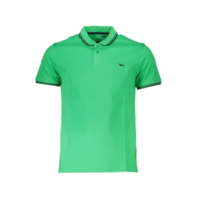 Shop Harmont & Blaine Chic Green Cotton Polo With Contrast Detailing