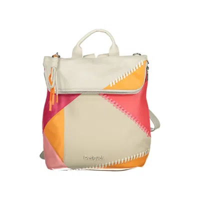 Shop Desigual Chic White Backpack With Contrasting Details