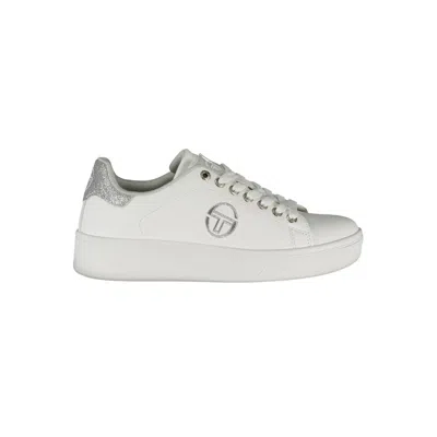 Shop Sergio Tacchini Chic White Lace-up Sneakers With Contrast Details