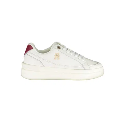 Shop Tommy Hilfiger Chic White Lace-up Sneakers With Contrast Details