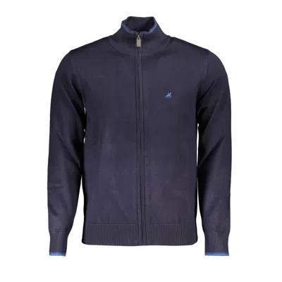 Shop U.s. Grand Polo Classic Blue Zip Cardigan With Contrast Details