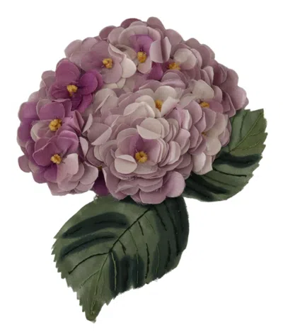 Shop Dolce & Gabbana Elegant Purple Floral Silk Blend Brooch