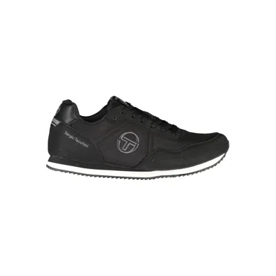 Shop Sergio Tacchini Elegant Black Embroidered Sneakers With Laces