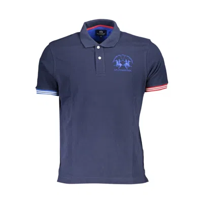 Shop La Martina Elegant Blue Contrast Detail Polo Shirt