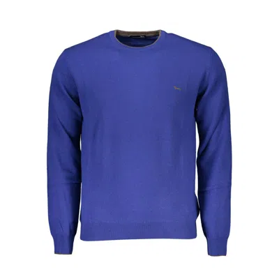 Shop Harmont & Blaine Elegant Blue Crew Neck Cashmere Blend Sweater