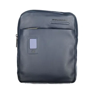 Shop Piquadro Elegant Blue Leather Shoulder Bag With Contrasting Accents