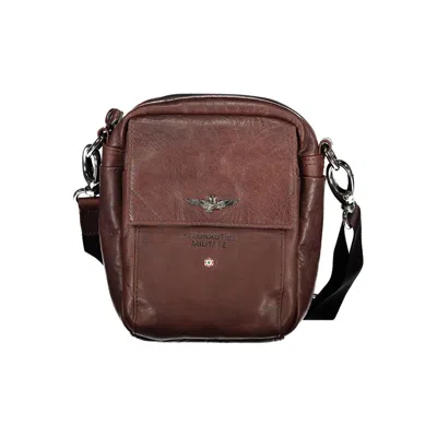 Shop Aeronautica Militare Elegant Brown Leather Shoulder Bag