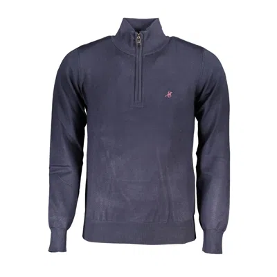 Shop U.s. Grand Polo Elegant Half-zip Blue Sweater With Embroidered Logo