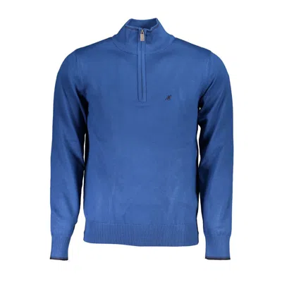 Shop U.s. Grand Polo Elegant Half-zip Blue Sweater With Embroidery Detail
