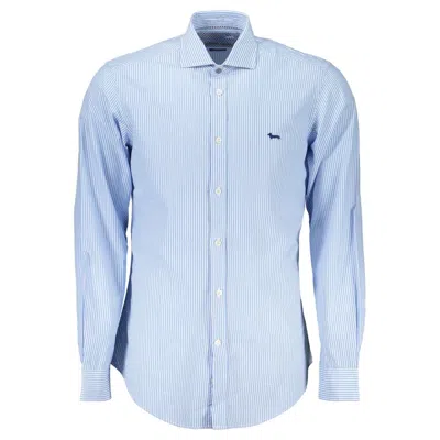 Shop Harmont & Blaine Elegant Light Blue Striped Cotton Shirt