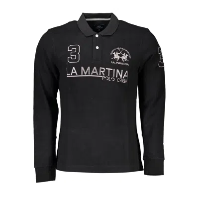 Shop La Martina Elegant Long Sleeved Black Polo
