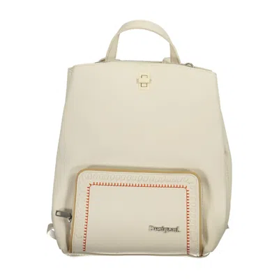 Shop Desigual Elegant White Backpack With Contrast Details
