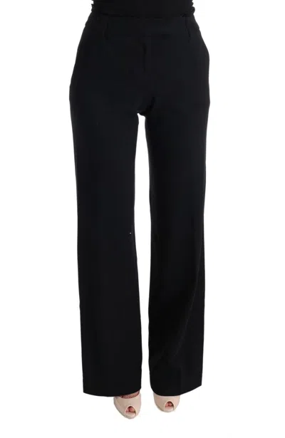Ermanno Scervino Black Viscose Flare Bootcut Pants In Black