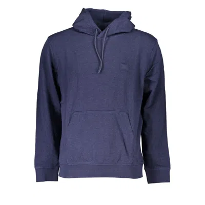 Shop Hugo Boss Sleek Hooded Sweatshirt With Logo Detail In Blue