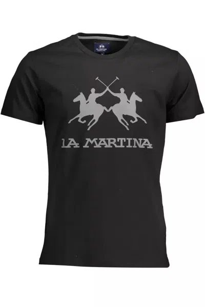 Shop La Martina Black Cotton T-shirt