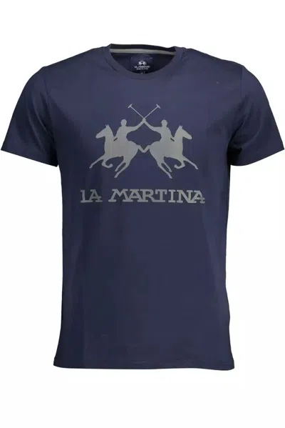 Shop La Martina Blue Cotton T-shirt