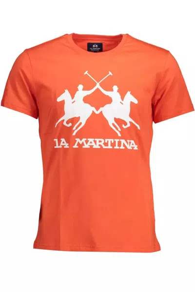 Shop La Martina Elegant Orange Crew Neck T-shirt