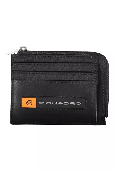 Shop Piquadro Sleek Recycled Material Card Holder In Black