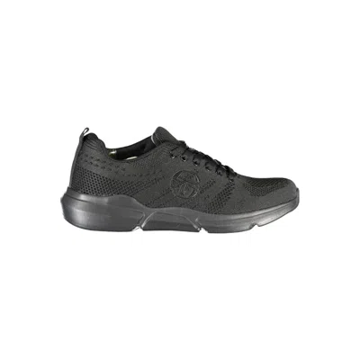 Shop Sergio Tacchini Sleek Black Lace-up Sneakers With Contrast Detailing
