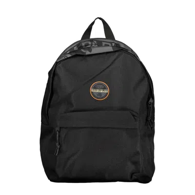 Shop Napapijri Sleek Black Cotton Backpack With Contrasting Details