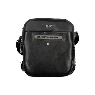 Shop Aeronautica Militare Sleek Black Dual-compartment Shoulder Bag
