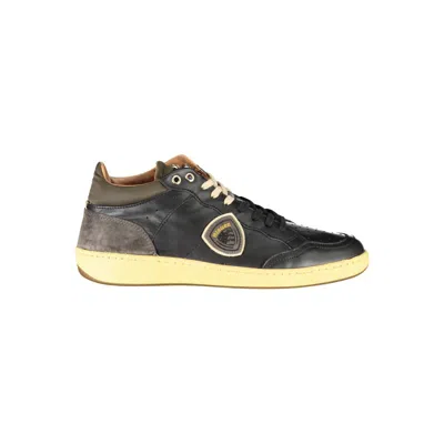 Shop Blauer Sleek Black Lace-up Sneakers With Contrast Details