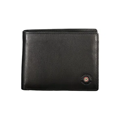 Shop Aeronautica Militare Sleek Black Leather Dual Compartment Wallet