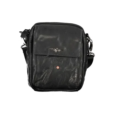 Shop Aeronautica Militare Sleek Black Leather Shoulder Bag