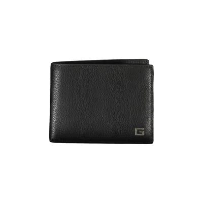 Shop Guess Jeans Sleek Black Leather Dual Compartment Wallet