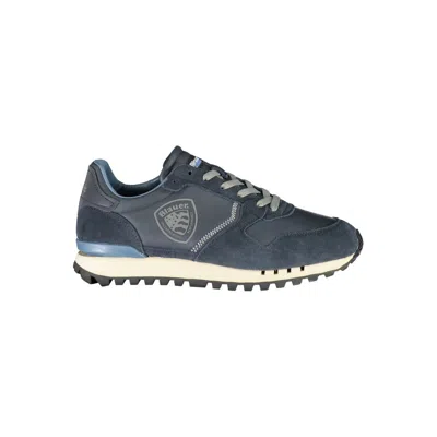 Shop Blauer Sleek Blue Sports Sneakers With Contrast Lace-up Detail