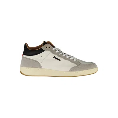 Shop Blauer Sleek White Sneakers With Contrast Details