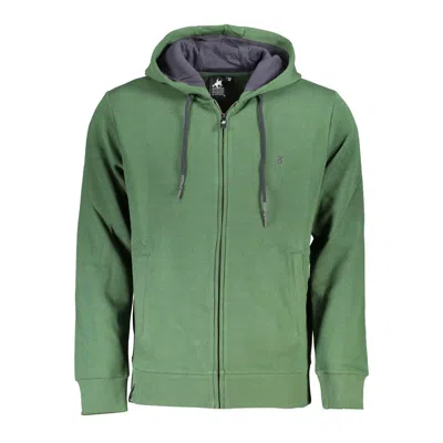 Shop U.s. Grand Polo Chic Green Hooded Sweatshirt With Elegant Embroidery