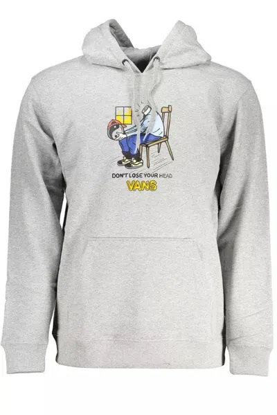 Shop Vans Sleek Gray Hooded Sweatshirt With Central Pocket