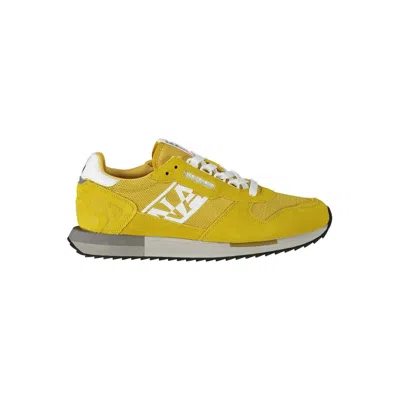 Shop Napapijri Vibrant Yellow Contrast Lace-up Sneakers