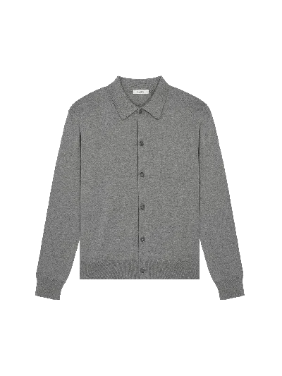 Shop Pangaia Dna Knitted Collared Shirt In Grey Marl