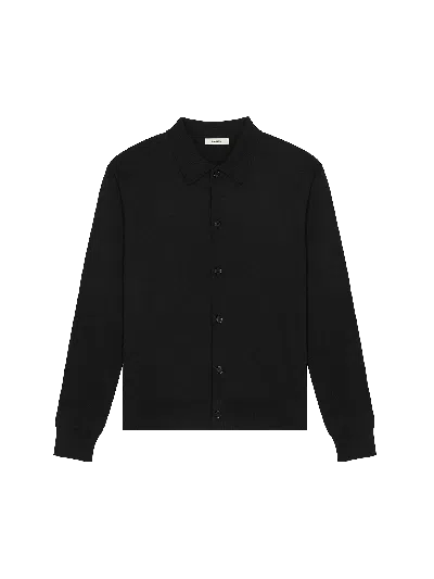 Shop Pangaia Dna Knitted Collared Shirt In Black
