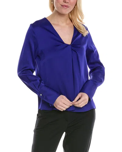 Shop Hugo Boss Bidinta Silk-blend Blouse In Blue