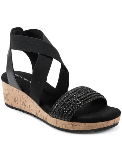 Shop Easy Spirit Lorena Womens Leather Woven Slingback Sandals In Black