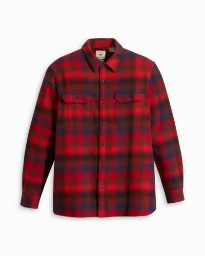 Shop Levi's Jackson Worker Flannel Jonty Plaid Shirt In Poppy In Red