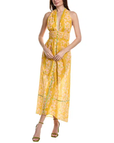 Shop Shoshanna Halter Midi Dress In Yellow