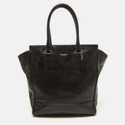 Shop Coach Leather Tanner Tote In Black