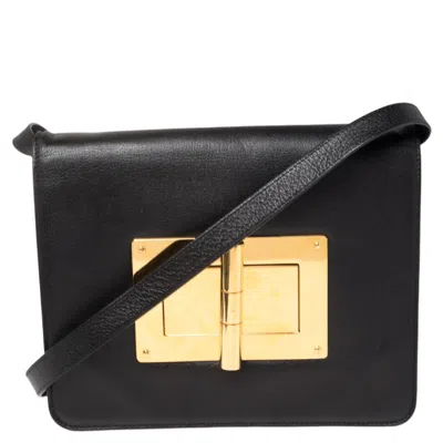 Shop Tom Ford Leather Medium Natalia Shoulder Bag In Black