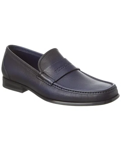 Shop Ferragamo Dupont Leather Loafer In Blue