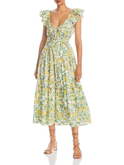 Shop Derek Lam 10 Crosby Anastasia Womens Floral Print Mid-calf Fit & Flare Dress In Multi