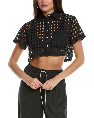 Shop Solid & Striped The Cropped Cabana Shirt In Black