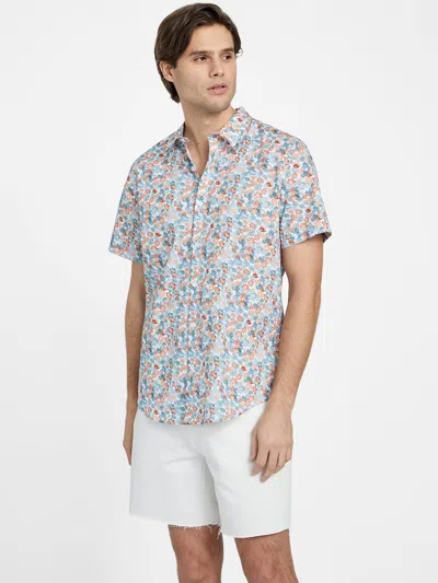 Shop Guess Factory Oliver Printed Shirt In Blue