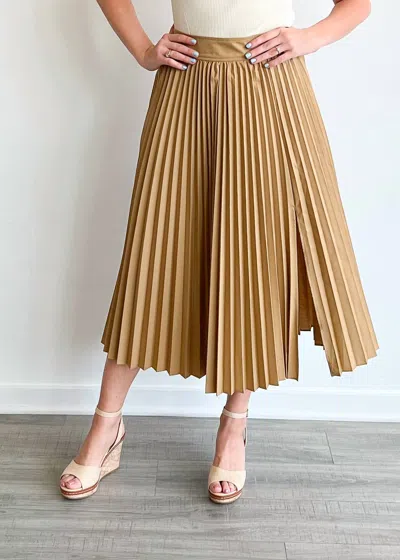 Shop Greylin Rhea Pleated Skirt In Taupe In Brown